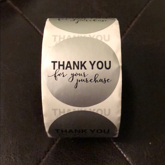 50 Round Thank You Silver foil stickers - Picture 3 of 4